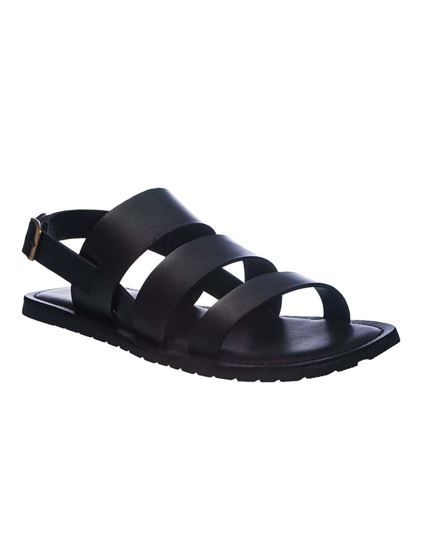 black synthetic & mesh back strap sandals - 17270530 - Zoom Image - 1
