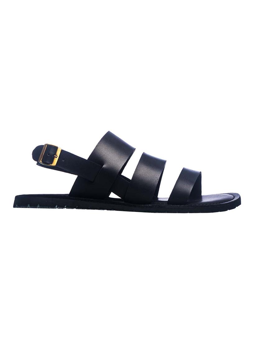 black synthetic & mesh back strap sandals - 17270530 - Zoom Image - 2
