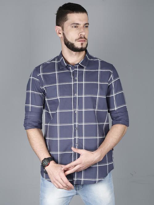 grey checkered casual shirt - 17270693 - Standard Image - 1
