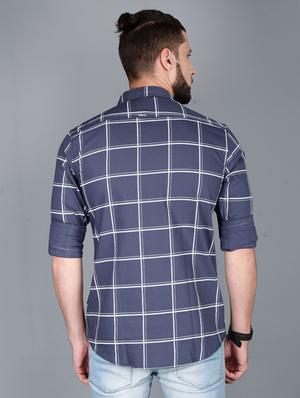 grey checkered casual shirt - 17270693 - Standard Image - 3