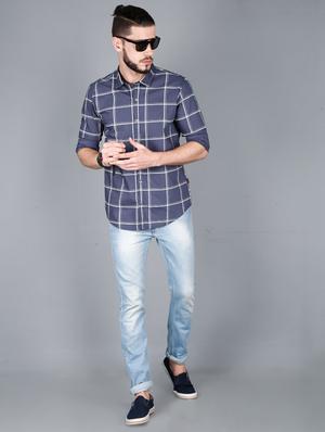 grey checkered casual shirt - 17270693 - Standard Image - 4