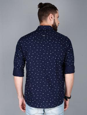 navy blue printed casual shirt - 17270696 - Standard Image - 3