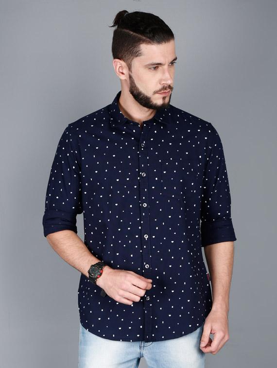 navy blue printed casual shirt - 17270696 - Zoom Image - 1
