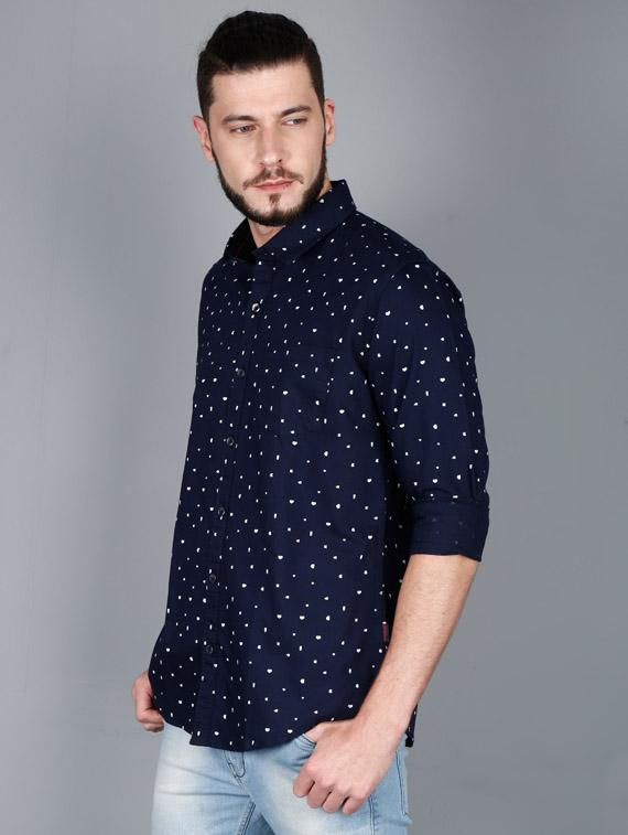 navy blue printed casual shirt - 17270696 - Zoom Image - 2