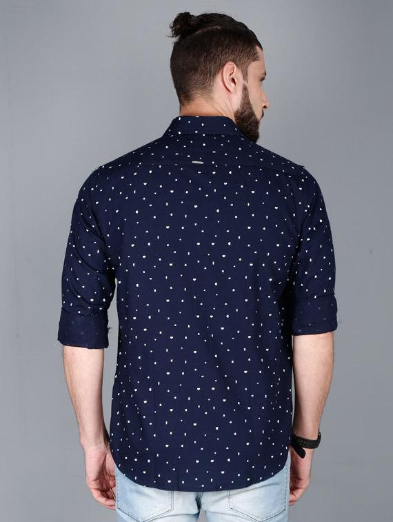 navy blue printed casual shirt - 17270696 - Zoom Image - 3