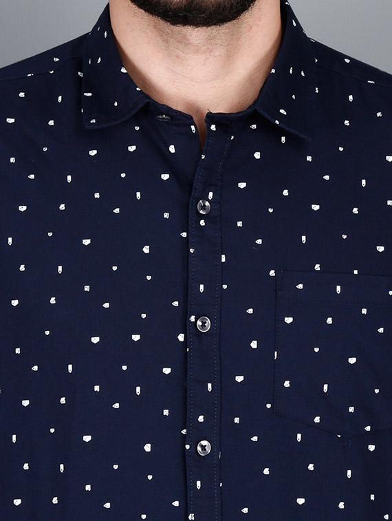 navy blue printed casual shirt - 17270696 - Zoom Image - 5