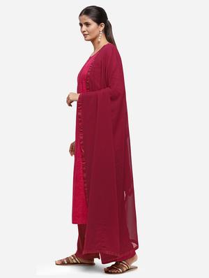 printed palazzo unstitched suit - 17271589 - Standard Image - 2