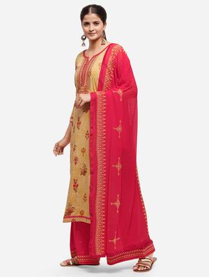 printed palazzo unstitched suit - 17271608 - Standard Image - 2