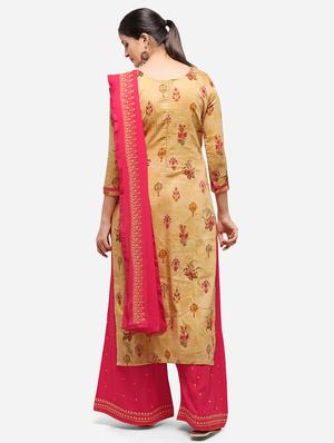 printed palazzo unstitched suit - 17271608 - Standard Image - 3