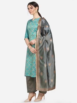 zari work palazzo unstitched suit - 17271614 - Standard Image - 2