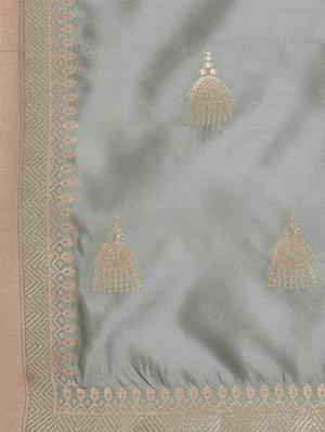 zari work palazzo unstitched suit - 17271614 - Standard Image - 4