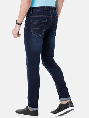 navy blue light washed distressed denim jeans - 17271656 - Standard Image - 3
