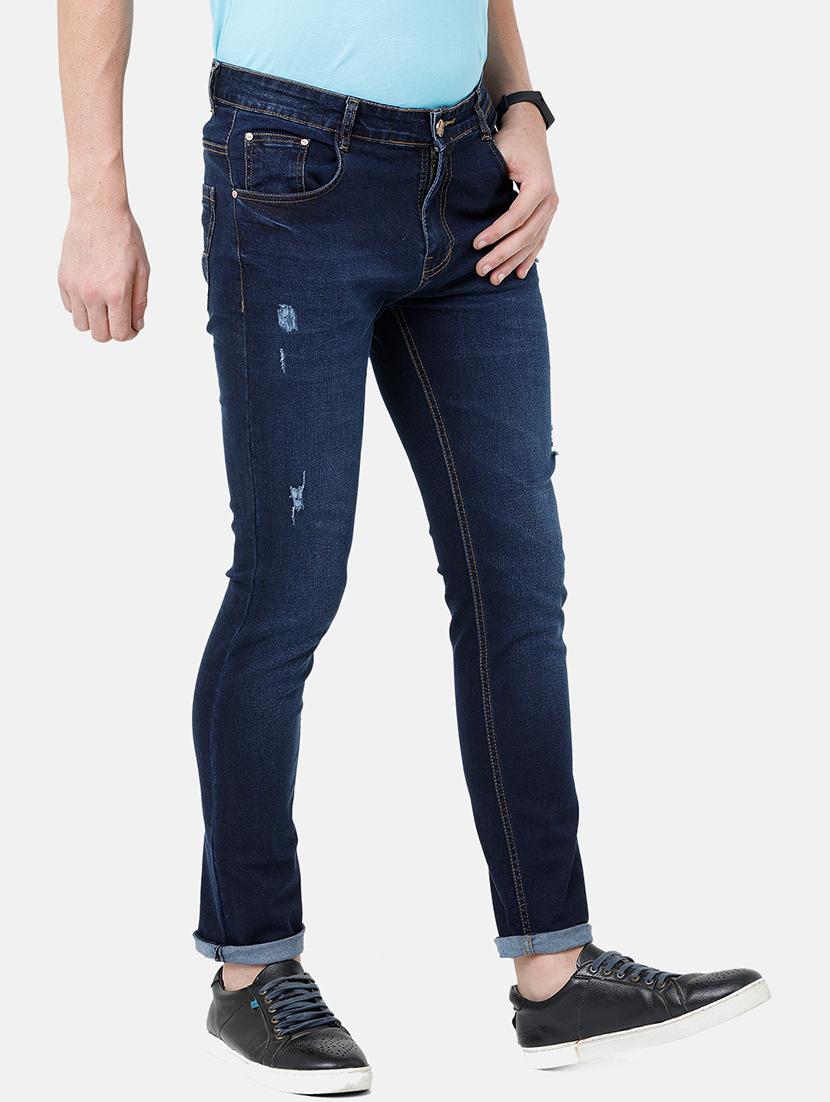 navy blue light washed distressed denim jeans - 17271656 - Zoom Image - 2