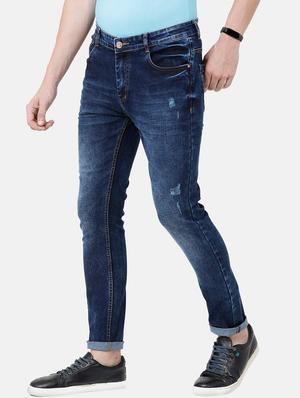 navy blue light washed ripped denim jeans - 17271657 - Standard Image - 2