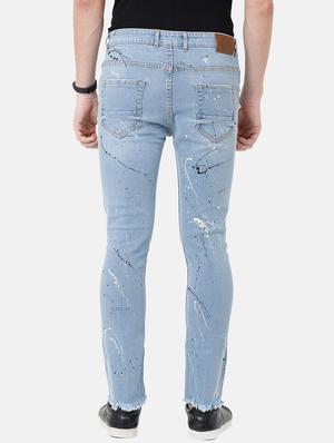 blue light washed distressed denim jeans - 17271658 - Standard Image - 3