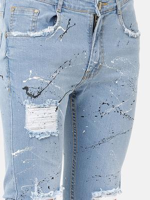 blue light washed distressed denim jeans - 17271658 - Standard Image - 5