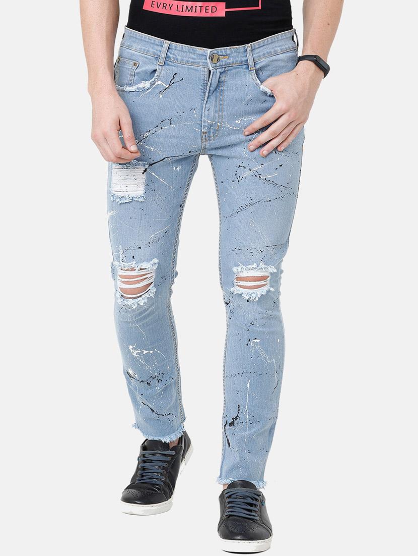 blue light washed distressed denim jeans - 17271658 - Zoom Image - 1