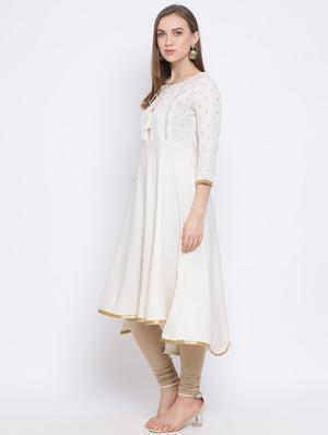 gold print a-line kurta - 17271771 - Standard Image - 2