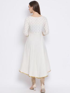 gold print a-line kurta - 17271771 - Standard Image - 3
