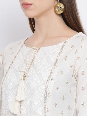 gold print a-line kurta - 17271771 - Standard Image - 4