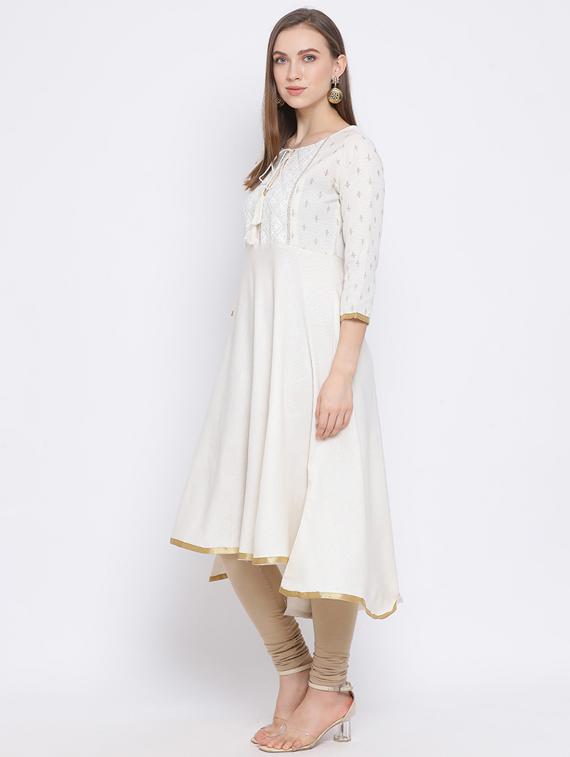 gold print a-line kurta - 17271771 - Zoom Image - 2