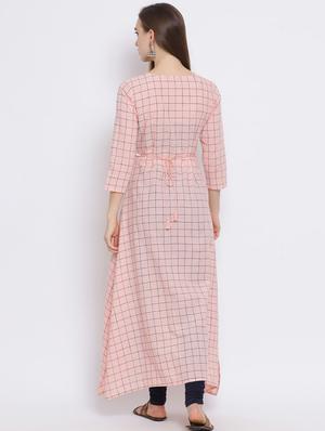 checkered a-line kurta - 17271796 - Standard Image - 3