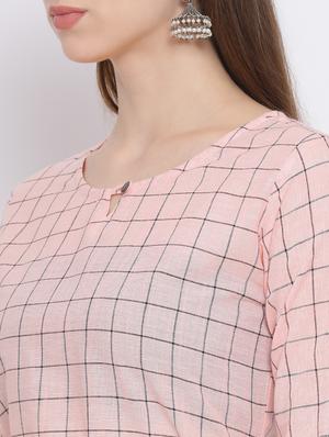 checkered a-line kurta - 17271796 - Standard Image - 4