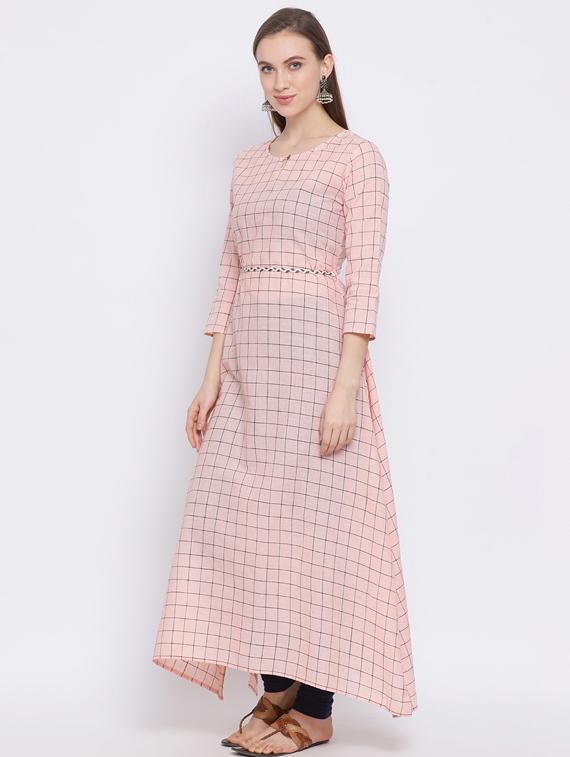 checkered a-line kurta - 17271796 - Zoom Image - 2