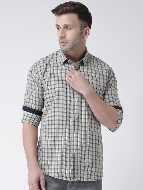 beige checkered casual shirt - 17272318 - Standard Image - 1