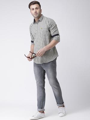 beige checkered casual shirt - 17272318 - Standard Image - 4
