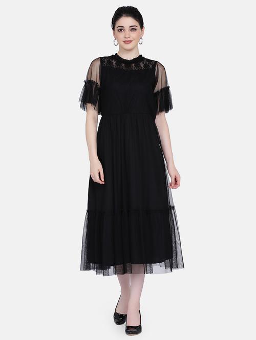 bell sleeved tiered fit & flare dress - 17272444 - Standard Image - 1