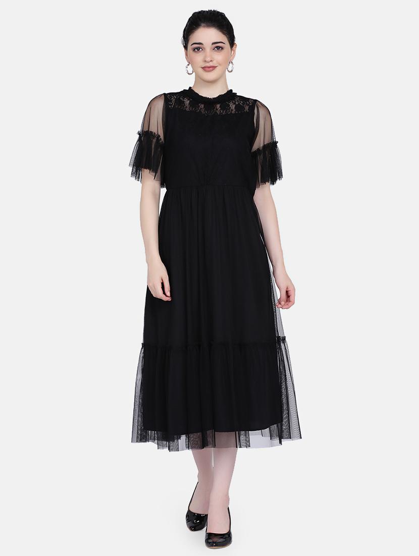 bell sleeved tiered fit & flare dress - 17272444 - Zoom Image - 1