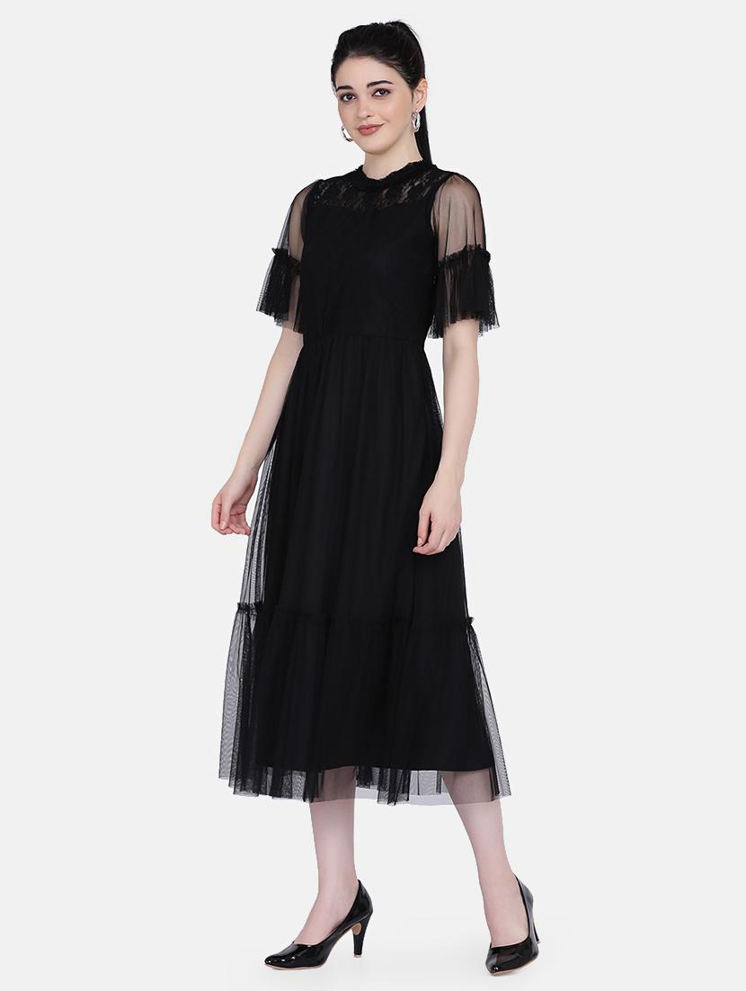 bell sleeved tiered fit & flare dress - 17272444 - Zoom Image - 2