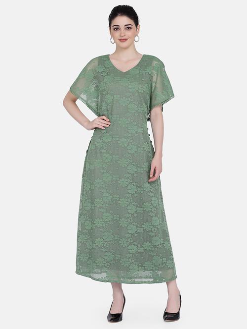 v-neck lace maxi dress - 17272445 - Standard Image - 1