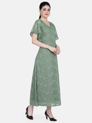 v-neck lace maxi dress - 17272445 - Standard Image - 2