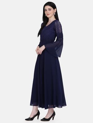 bell sleeved solid maxi dress - 17272446 - Standard Image - 2