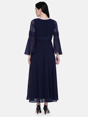 bell sleeved solid maxi dress - 17272446 - Standard Image - 3