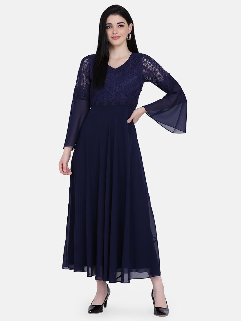 bell sleeved solid maxi dress - 17272446 - Zoom Image - 1