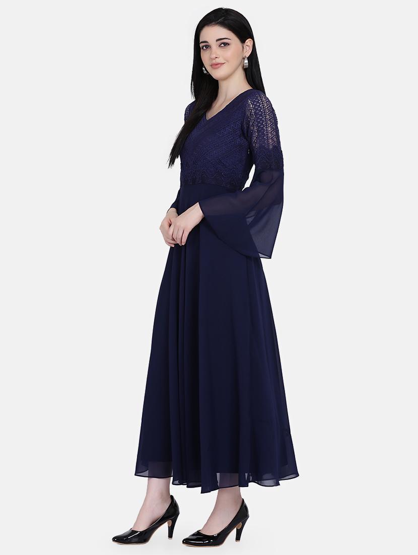 bell sleeved solid maxi dress - 17272446 - Zoom Image - 2