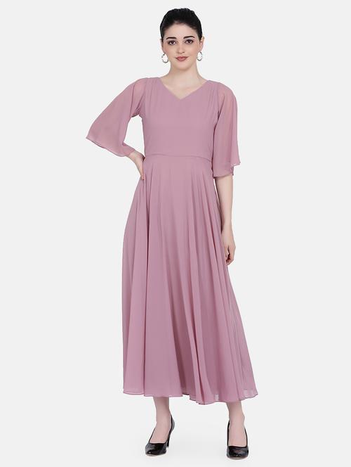 bell sleeved flared maxi dress - 17272451 - Standard Image - 1