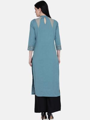 yoke embroidered straight kurta - 17272476 - Standard Image - 3