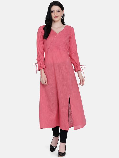 embroidered a-line kurta - 17272492 - Standard Image - 1