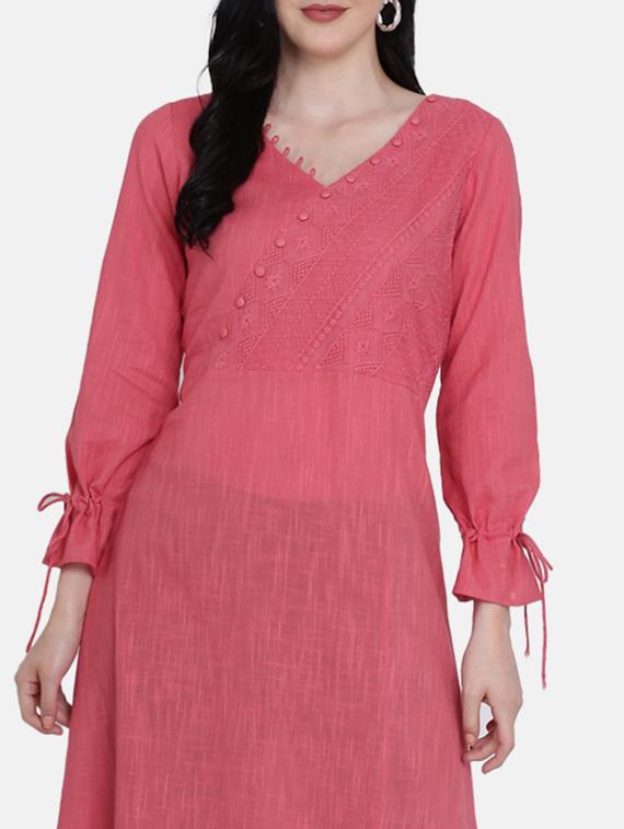 embroidered a-line kurta - 17272492 - Zoom Image - 4