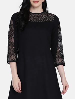 lace detailed solid high-low kurta - 17272500 - Standard Image - 4