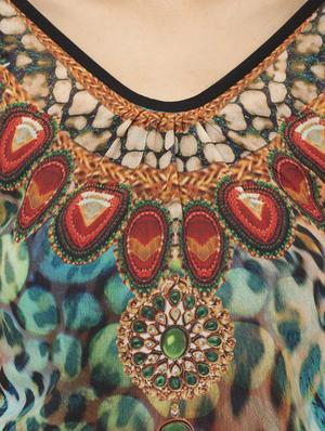 v neck printed kaftan - 17272585 - Standard Image - 4