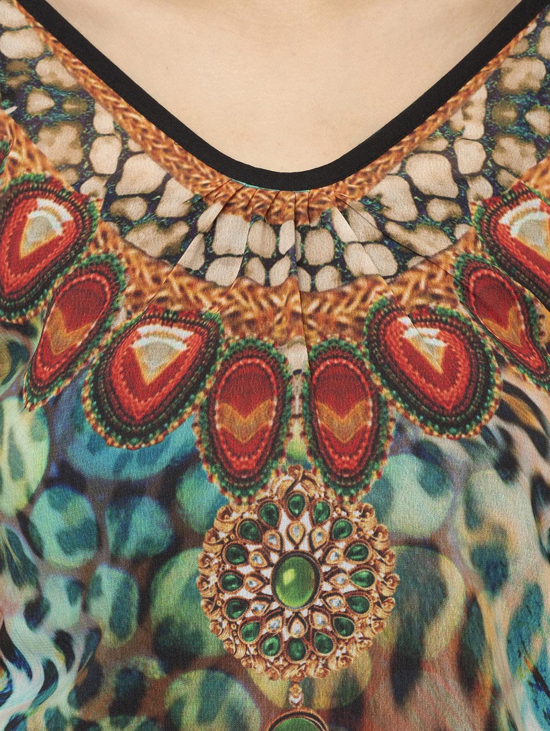 v neck printed kaftan - 17272585 - Zoom Image - 4