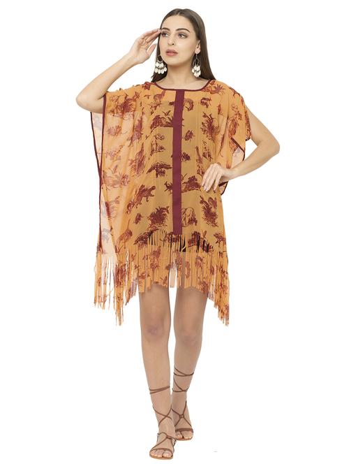 yellow georgette kaftan - 17272593 - Standard Image - 1