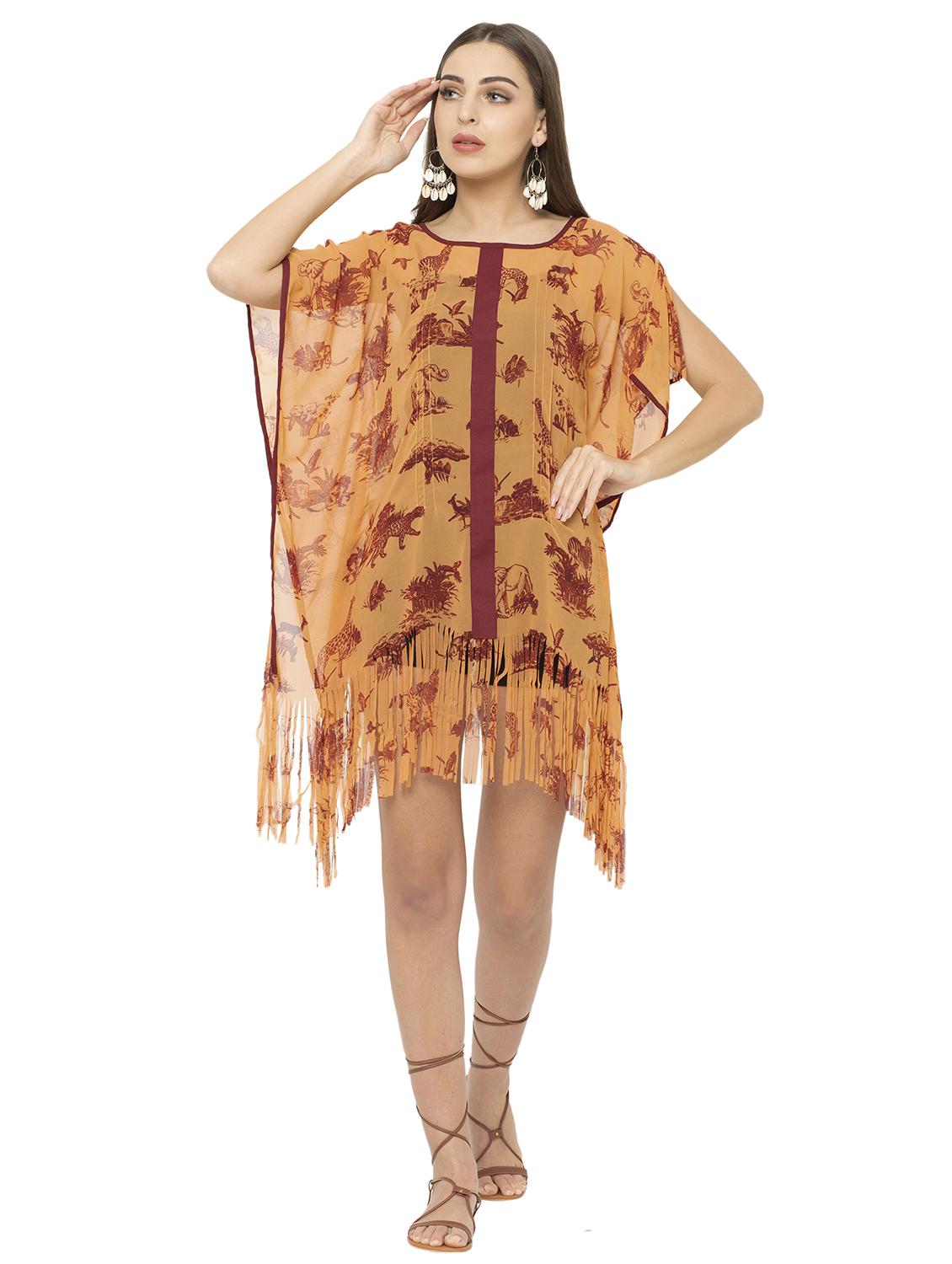 yellow georgette kaftan - 17272593 - Zoom Image - 1