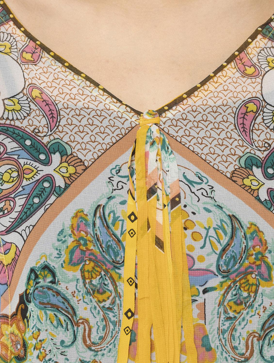 yellow georgette kaftan - 17272596 - Zoom Image - 4