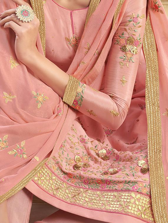 embroidered straight pant unstitched suit - 17273323 - Zoom Image - 2